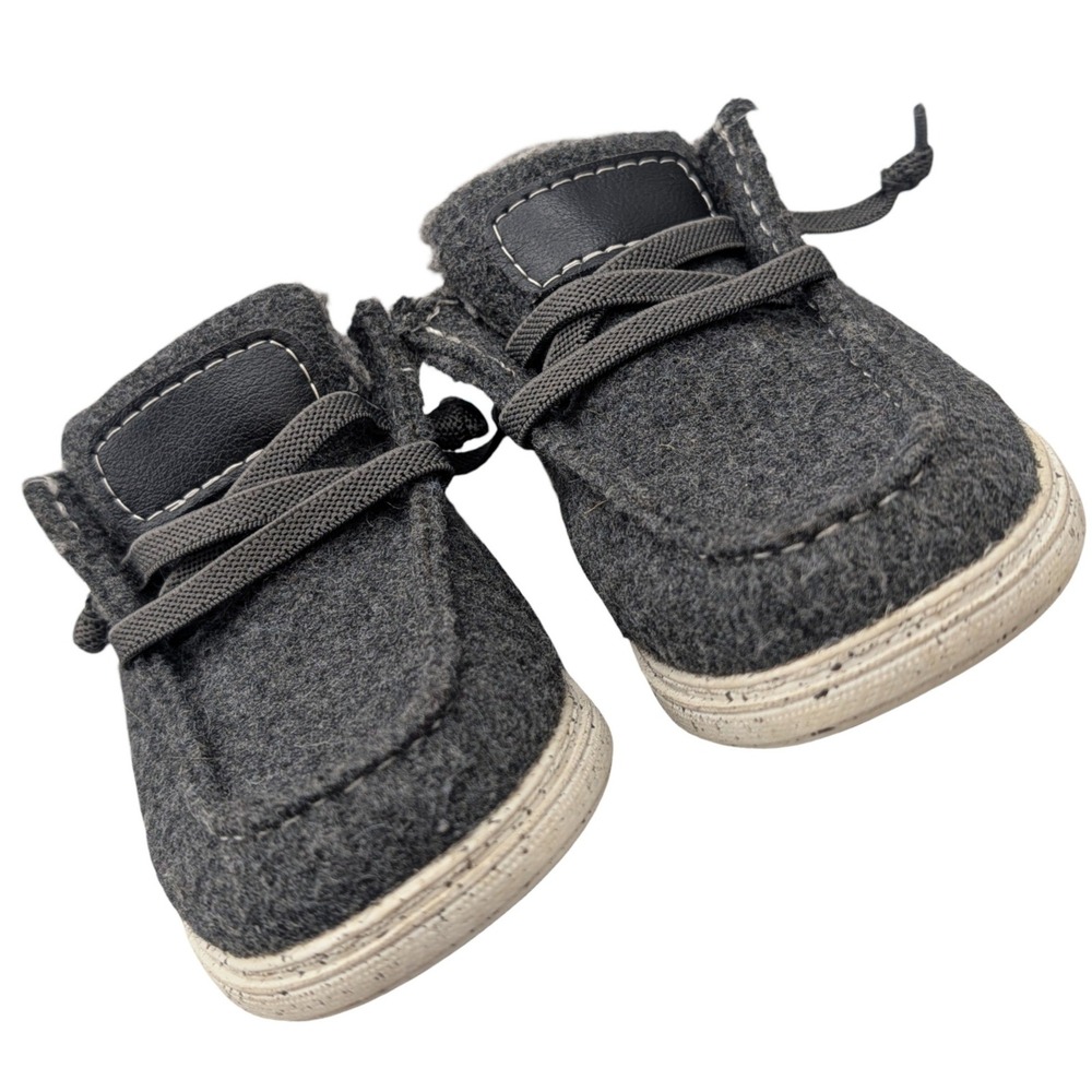 Falls Creek Kids Loafers Faux Fur Lined Charcoal Gray moccasin 7 Slip On textile